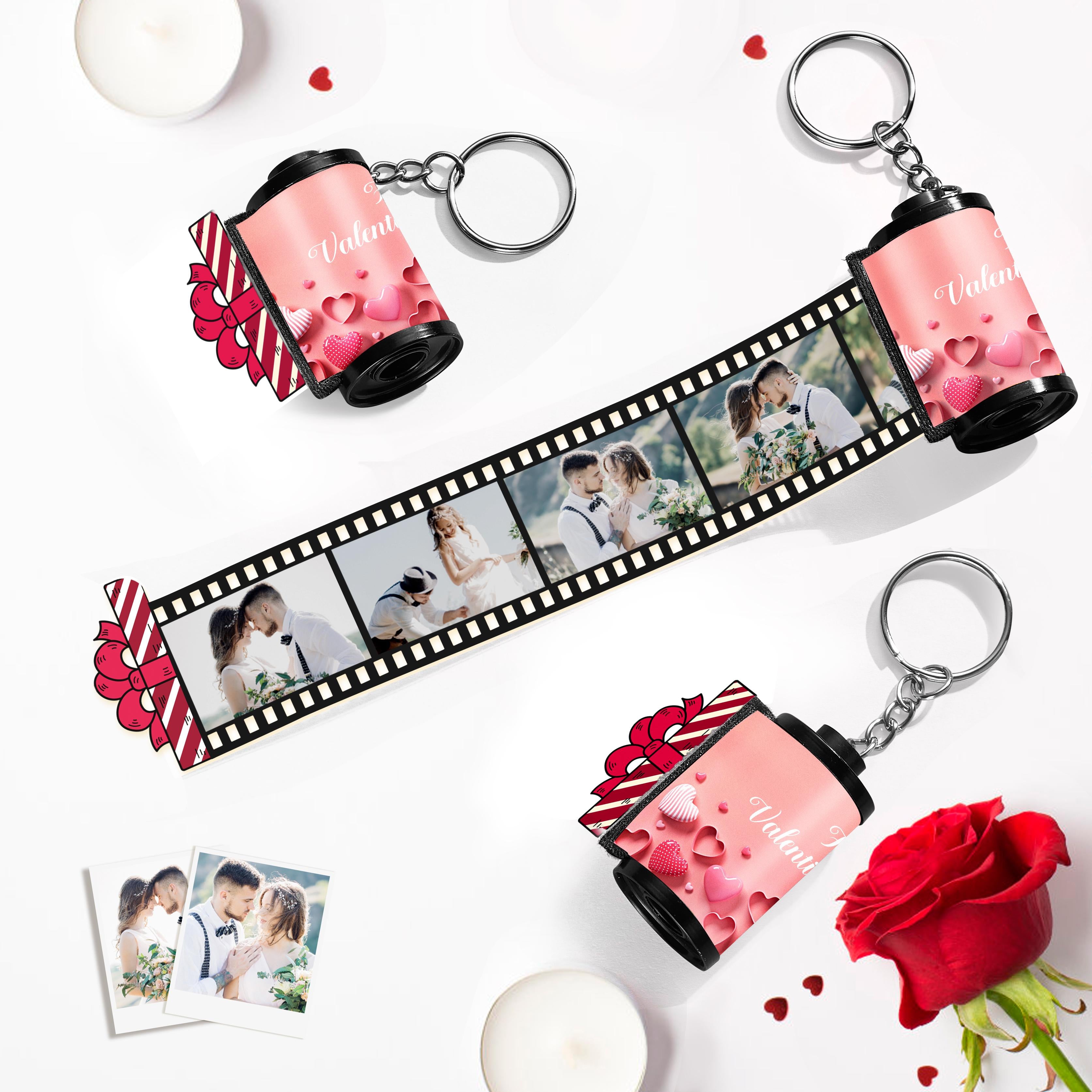 Custom Photo Film Roll Keychain Gift Box Decor Camera Keychain Valentine's Day Gifts For Couples - soufeeluk