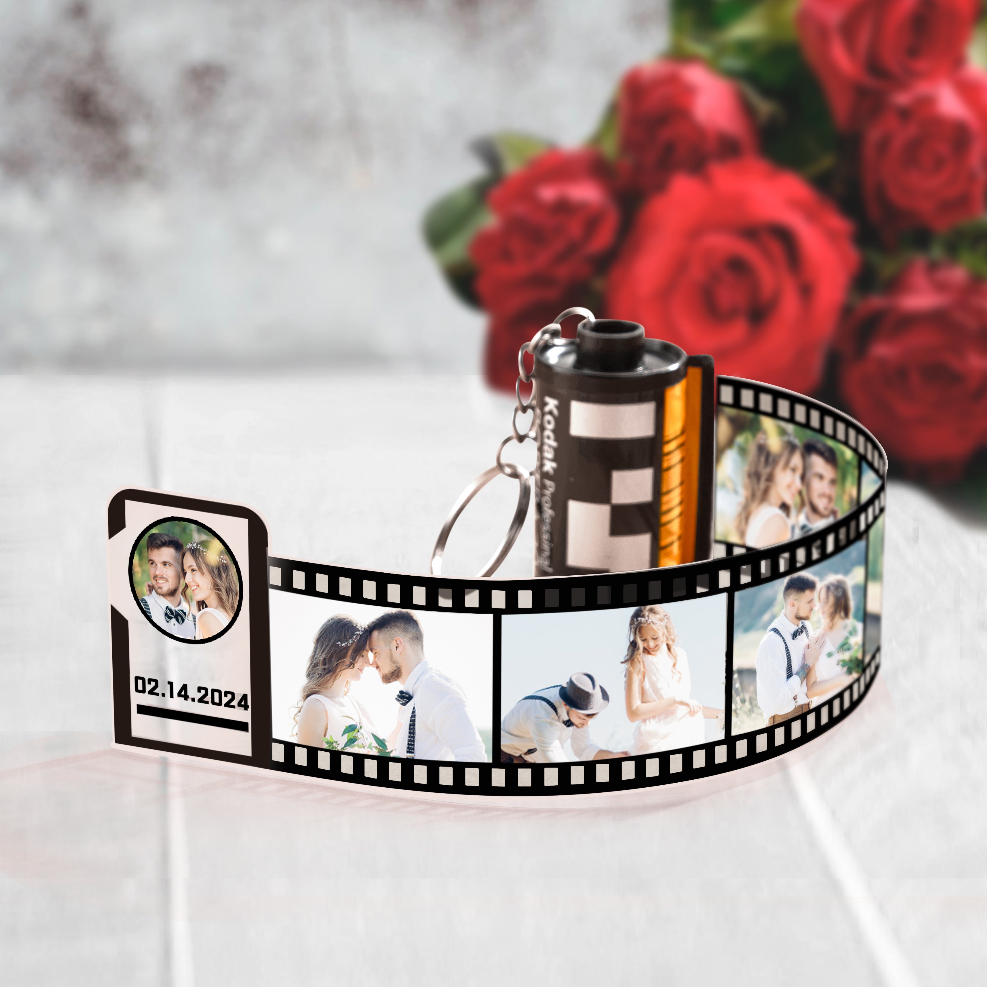 Custom Photo Film Roll Keychain With Text Memory Camera Keychain Valentine's Day Gifts For Couples - soufeeluk