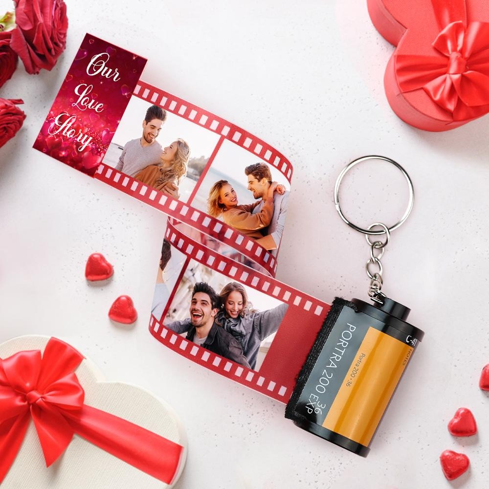 Love Story Photo Camera Keychain Love Pocket Film Roll Keychain Valentine's Day Gifts For Couples - soufeeluk