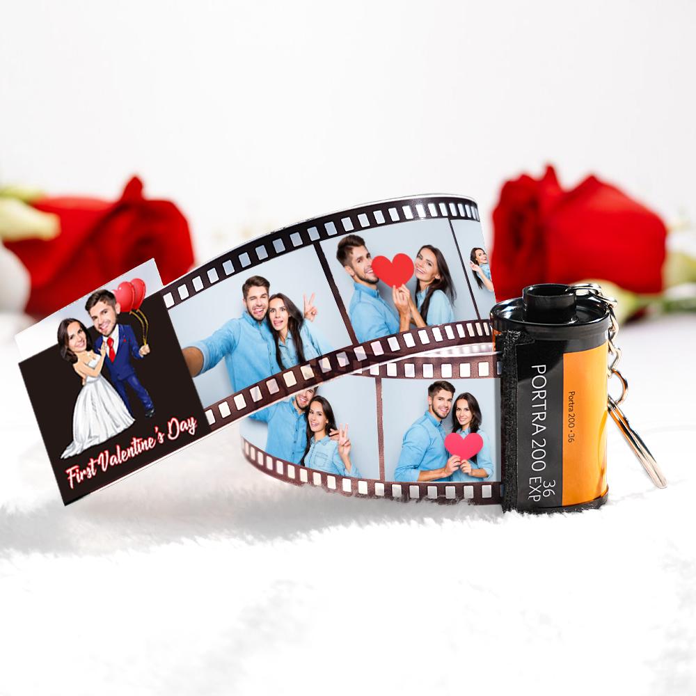 Custom Face Camera Keychain Personalised Photo Love Balloon Film Roll Keychain Valentine's Day Gifts For Couples - soufeeluk