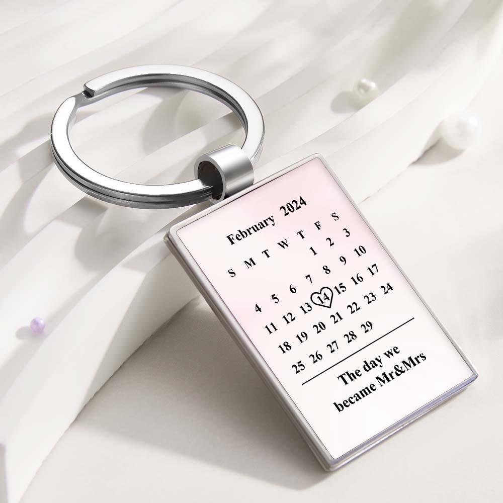 Custom Photo Spotify Code Calendar Keychain Personalised Date Scannable Music Code Keychain Anniversary Gift - soufeeluk