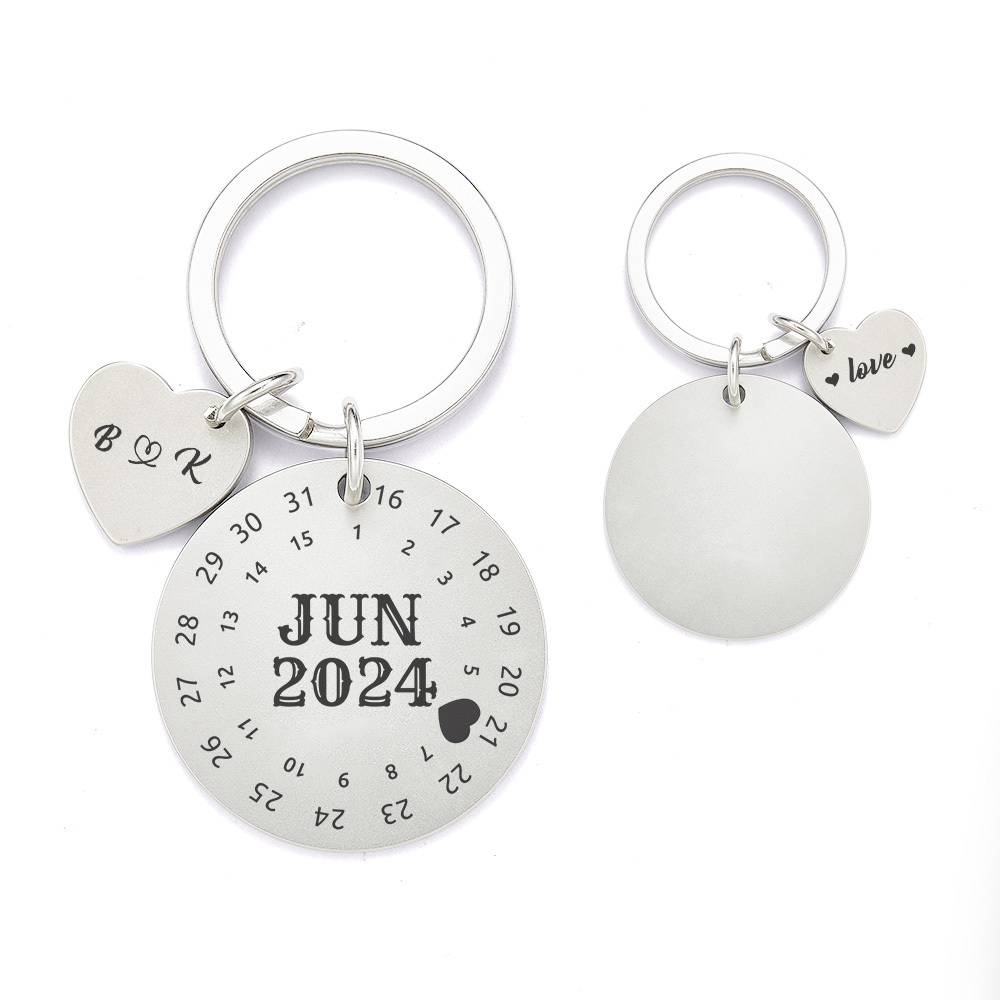 Personalized Calendar Keychain Significant Date Marker Valentine's Day Gifts For Couples - soufeeluk