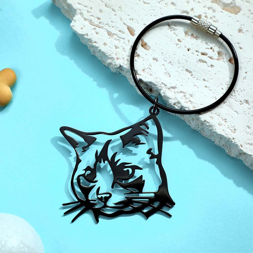 Custom Pet Silhouette Keychain Personalised Photo Keychain Creative Gift for Pet Lovers - soufeeluk