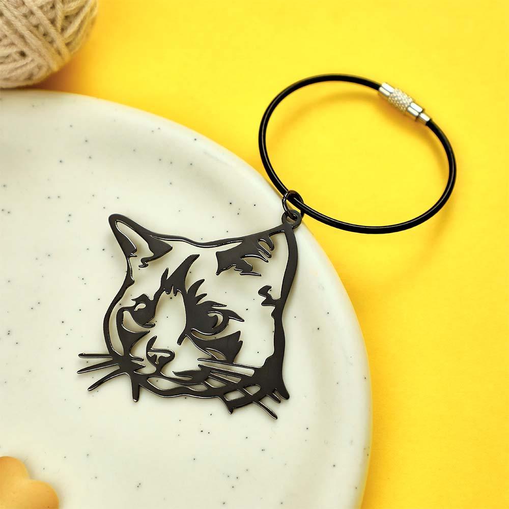 Custom Pet Silhouette Keychain Personalised Photo Keychain Creative Gift for Pet Lovers - soufeeluk