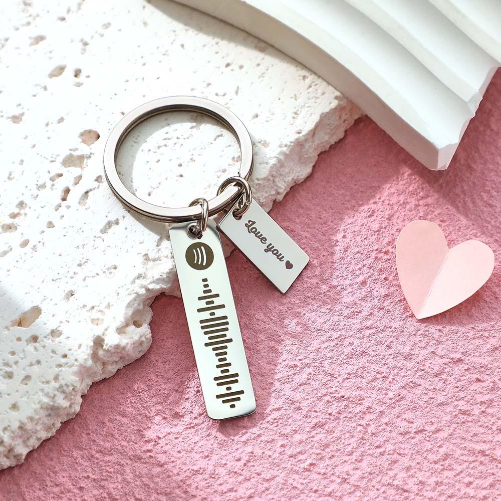 Custom Music Code Keychain Personalised Creative Name Scannable Spotify Code Keychain Gift For Her - soufeeluk