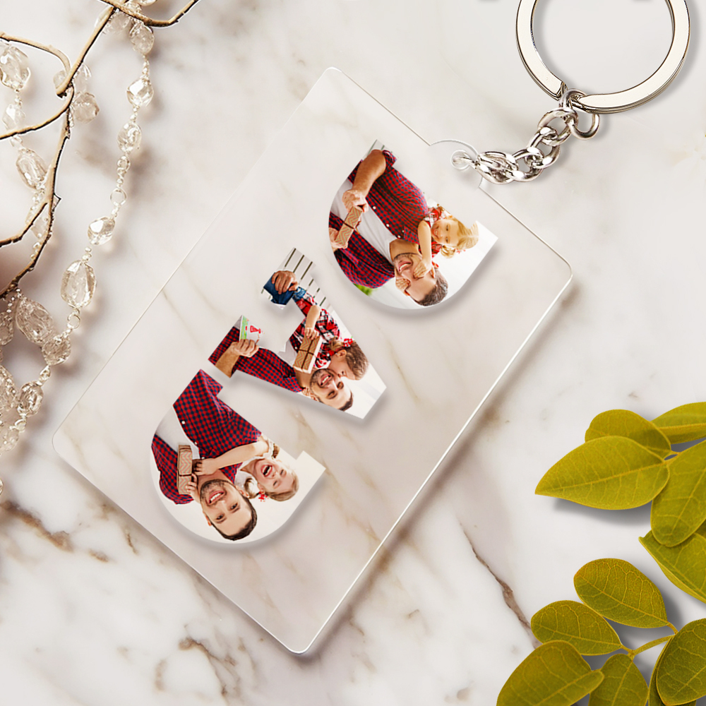 Personalized Photo Acrylic Keychain Anniversary Gift Father's Day Special Gift For DAD - soufeeluk