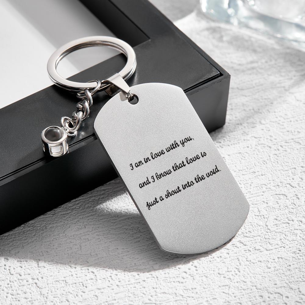 Custom Projection Photo Engraved Keychain Simple Couple Commemorate Gift - soufeeluk