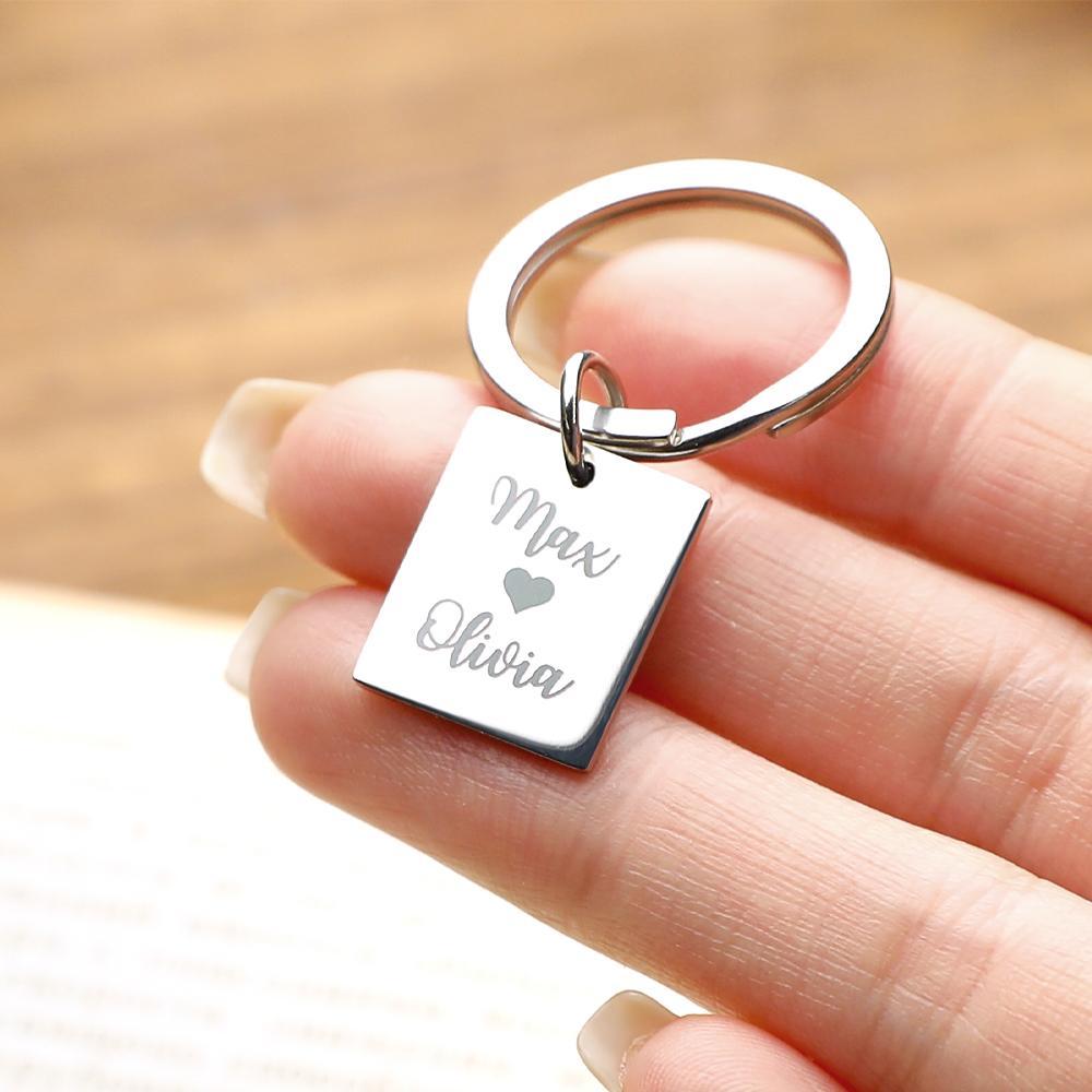 Custom Line Photo Keychain with Name for Couple Valentine's Gift - soufeeluk