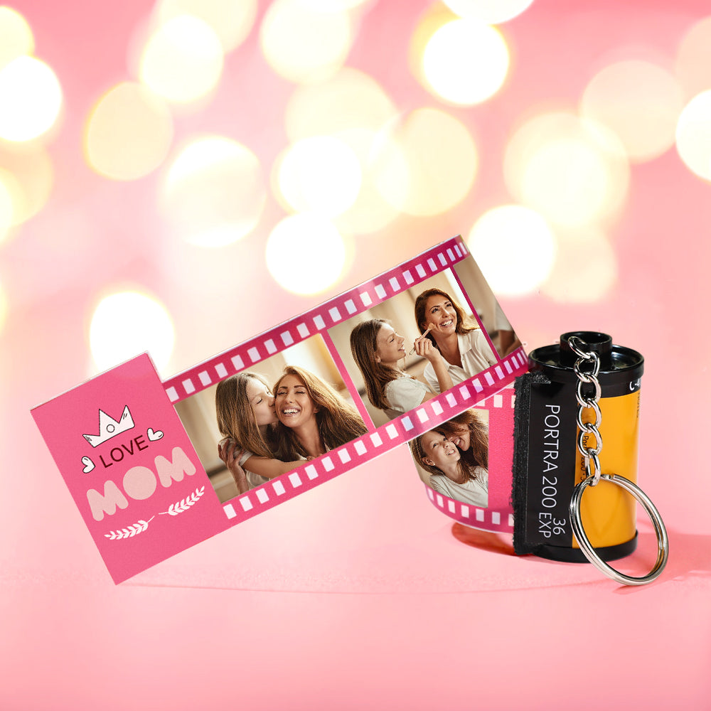 Custom Multiple Photos Film Roll Keychain Heartwarming Camera Keychain Gift For Mom - soufeeluk
