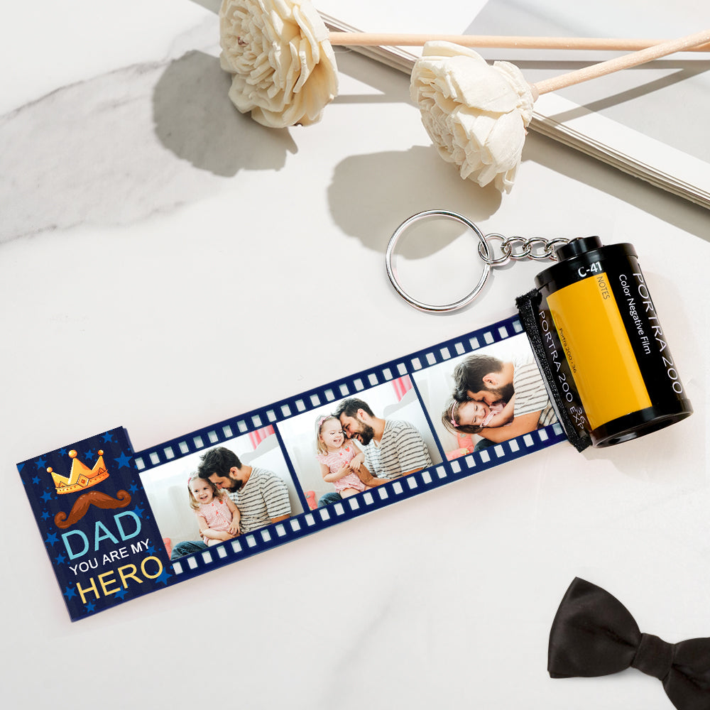 Custom Photo Camera Keychain Dad You Are My Hero Film Roll  Keychain Father's Day Gift - soufeeluk