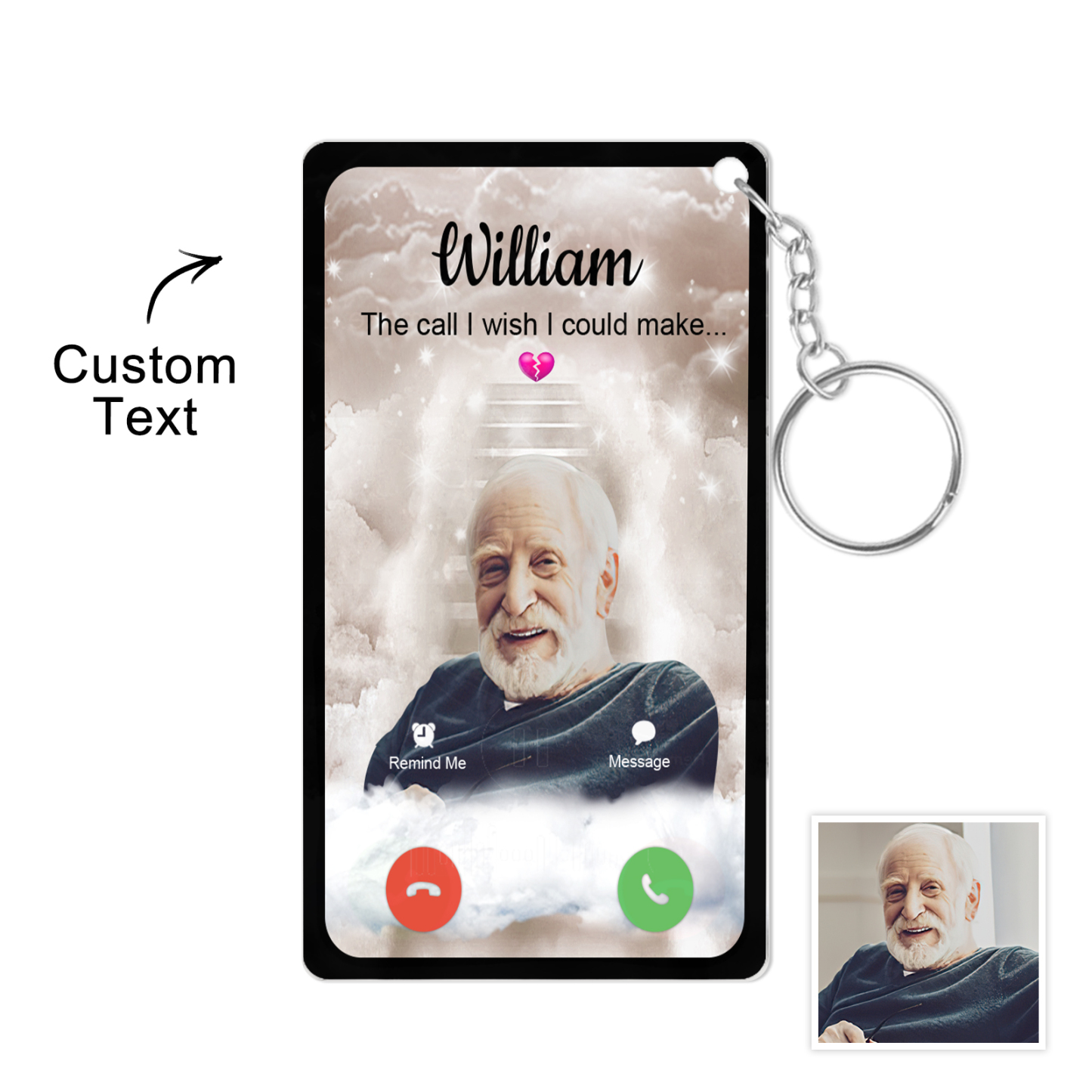 Personalised Acrylic Keychain The Call I Wish I Could Take Memorial Sympathy Gift Remembrance Custom Engraving Photo Keychain - soufeeluk