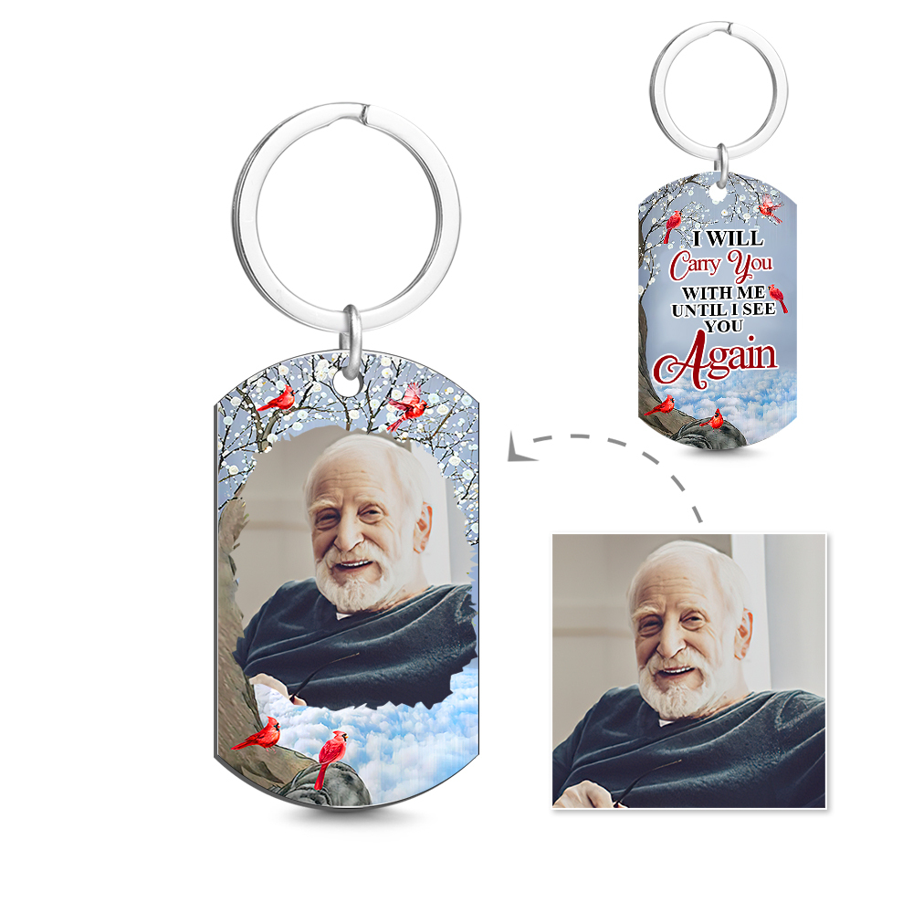 Custom Photo I'll Carry You - Memorial Gift For Family Personalised Aluminum Keychain