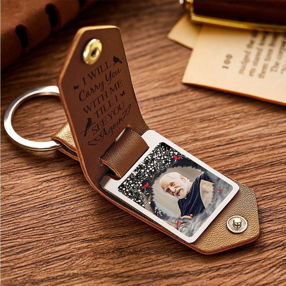 Custom Leather Photo Keychain Until I See You Again Unique Design Gift - soufeeluk