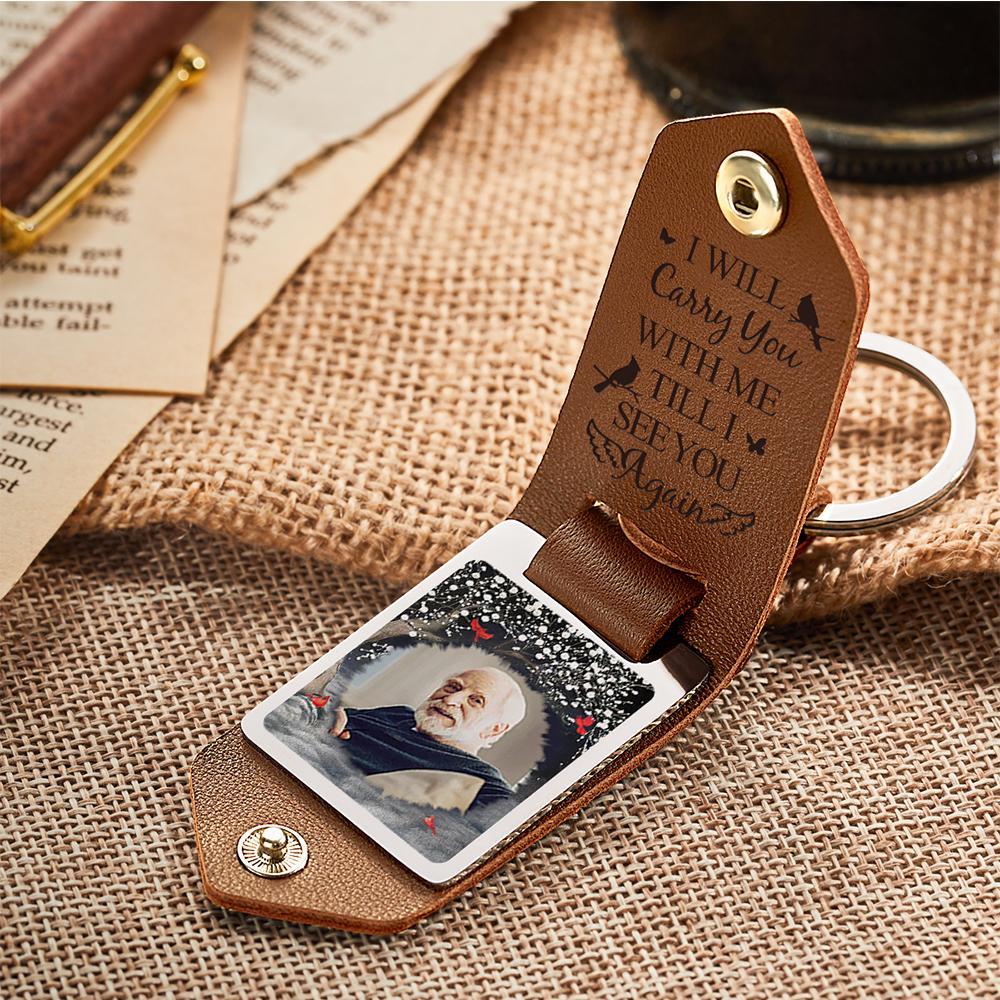 Custom Leather Photo Keychain Until I See You Again Unique Design Gift - soufeeluk