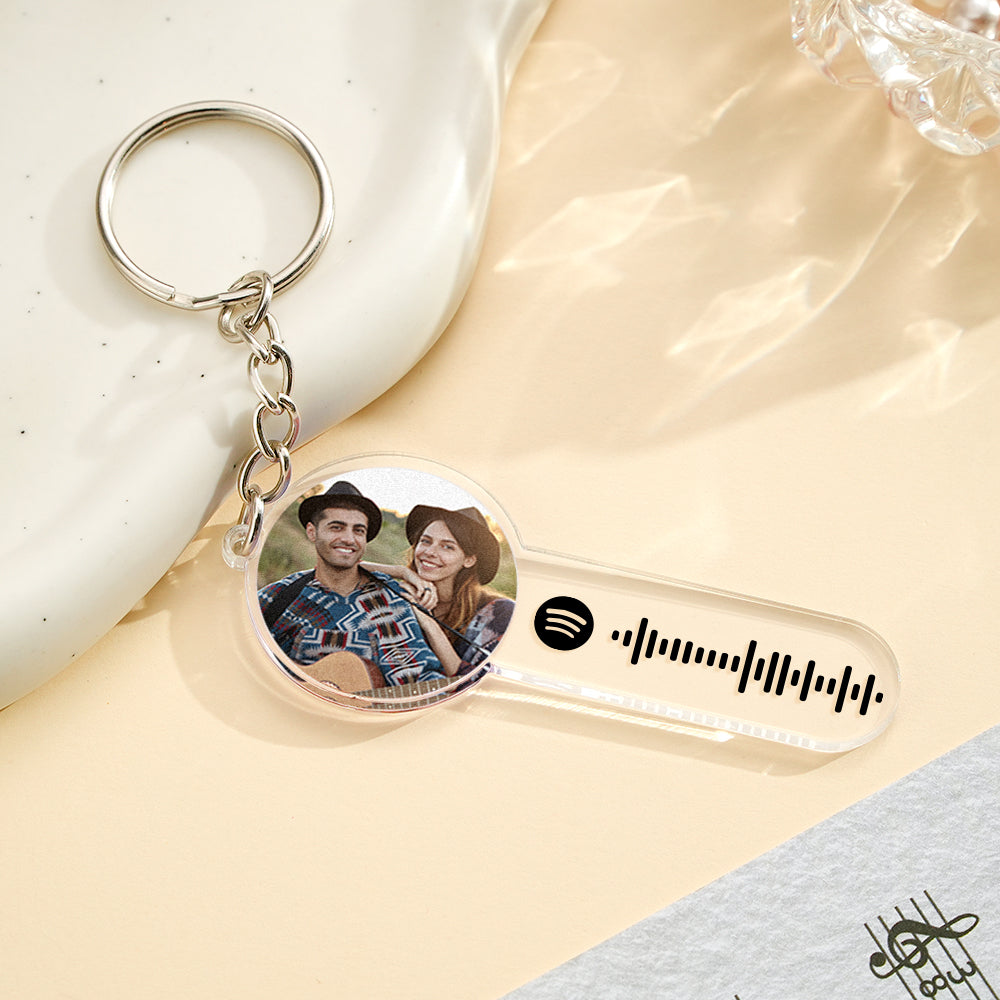 Personalised Photo Music Acrylic Keychain Custom Spotify Song keychain - soufeeluk