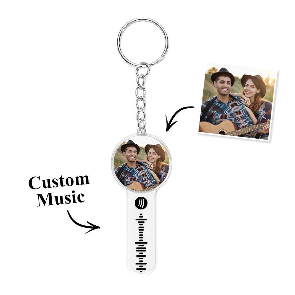 Personalised Photo Music Acrylic Keychain Custom Spotify Song keychain - soufeeluk