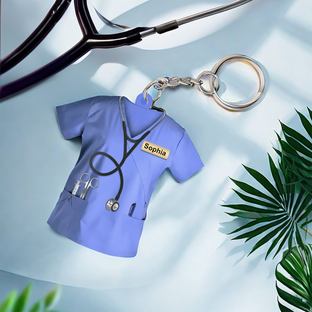 Custom Nurse Uniform Keychain Acrylic Keychain With Text Unique Gift For Nurse - soufeeluk