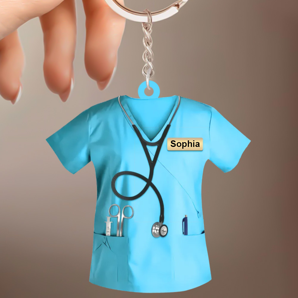 Custom Nurse Uniform Keychain Acrylic Keychain With Text Unique Gift For Nurse - soufeeluk