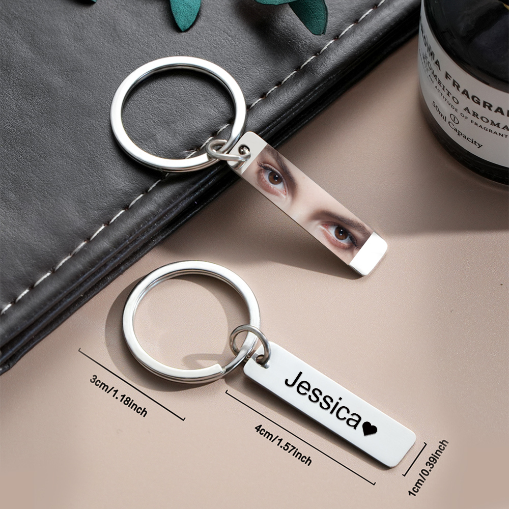 Custom Eye Keychain Personalized Double-Sided Keychain Color Photo Custom Text Best Gift For Anniversary - soufeeluk