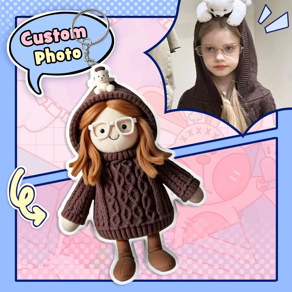 Personalized Photo Plush Doll Keychain Mini Me Plush Keychain Gifts for Boyfriend