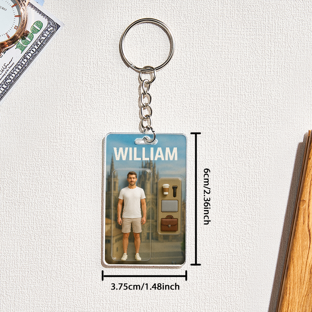 3D Effect Action Figure Pack Packaging Toy Box Style Art Gift Personalized Acrylic Keychain Gift for Mother - soufeeluk