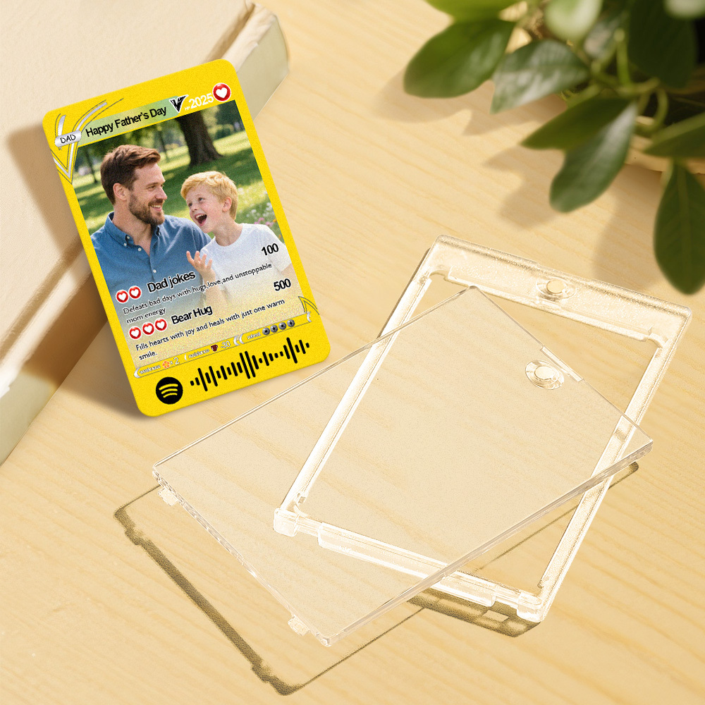 Custom Spotify Code Poke Card Custom Photo and Text Father's Day Gifts - soufeeluk