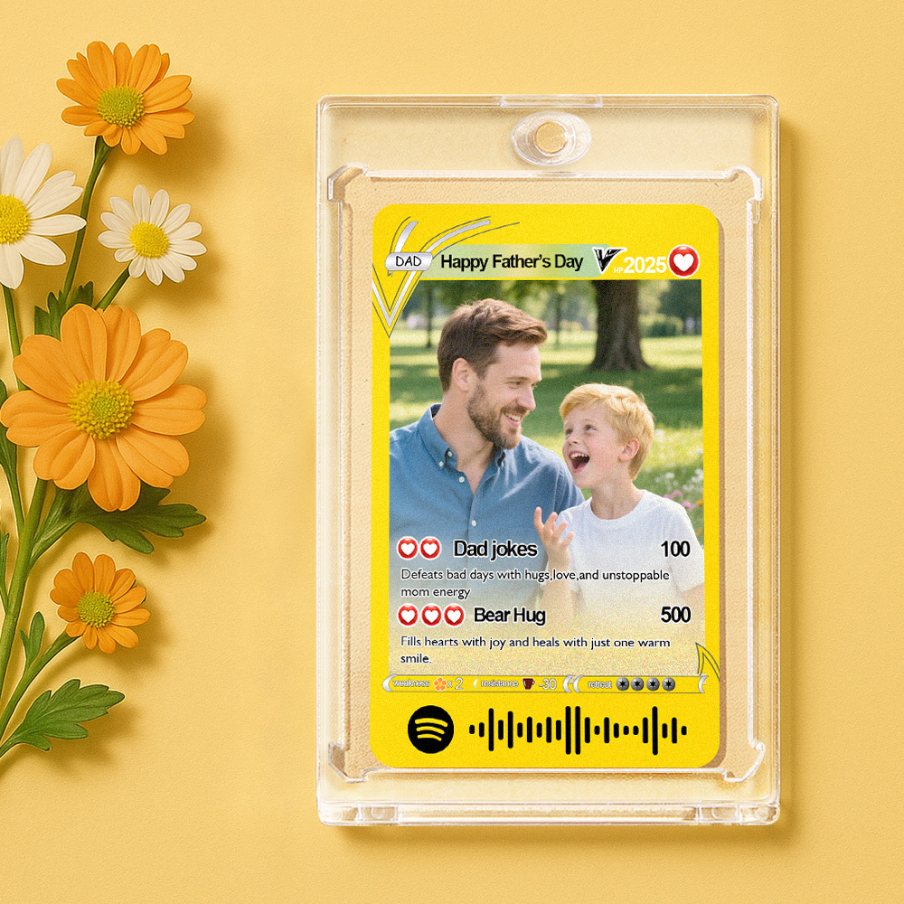 Custom Spotify Code Poke Card Custom Photo and Text Father's Day Gifts - soufeeluk