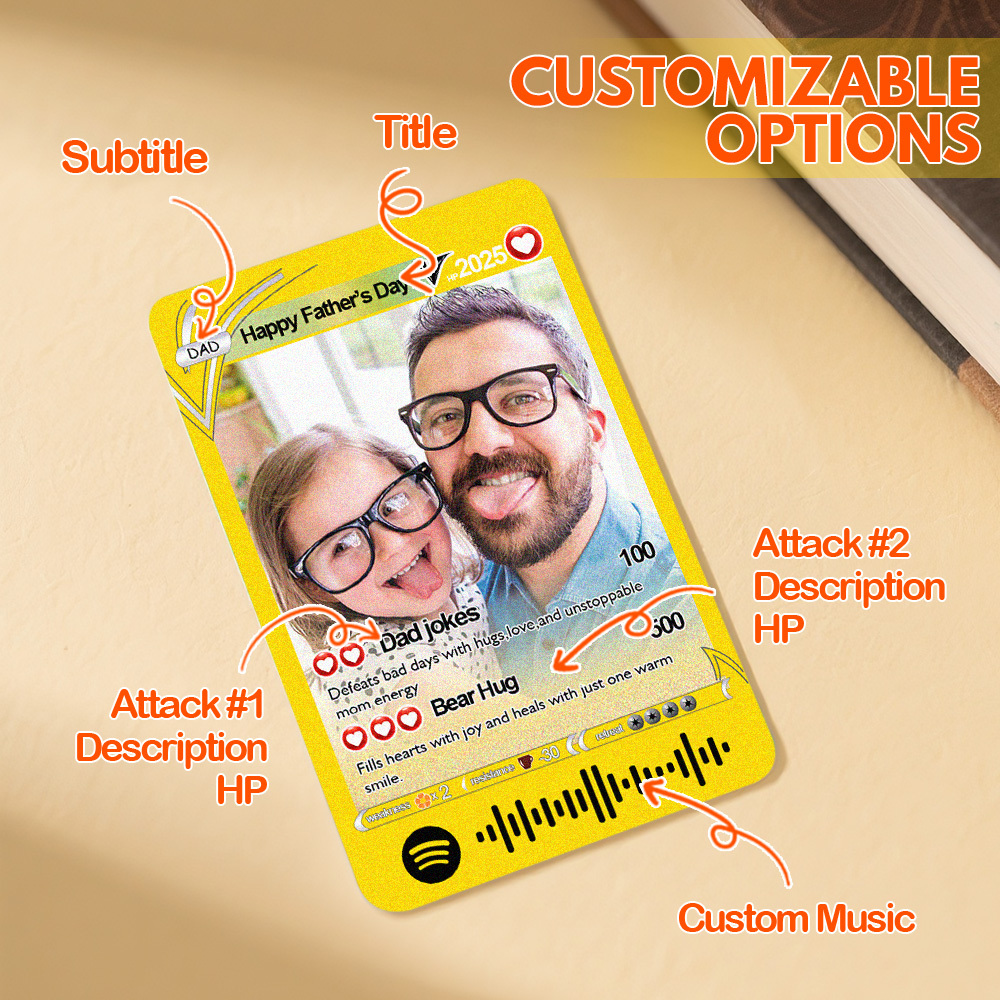 Custom Spotify Code Poke Card Custom Photo and Text Father's Day Gifts - soufeeluk