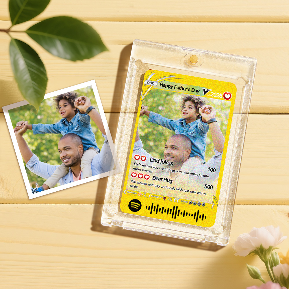 Custom Spotify Code Poke Card Custom Photo and Text Father's Day Gifts - soufeeluk