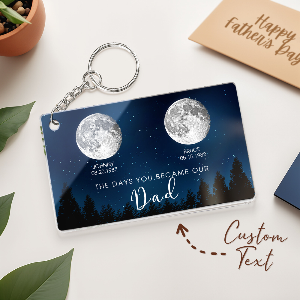 Personalized Starry Night The Day You Became Dad Keychain Custom Dad Acrylic Keychain Custom Birth Moon Phase Father's Day Gift - soufeeluk