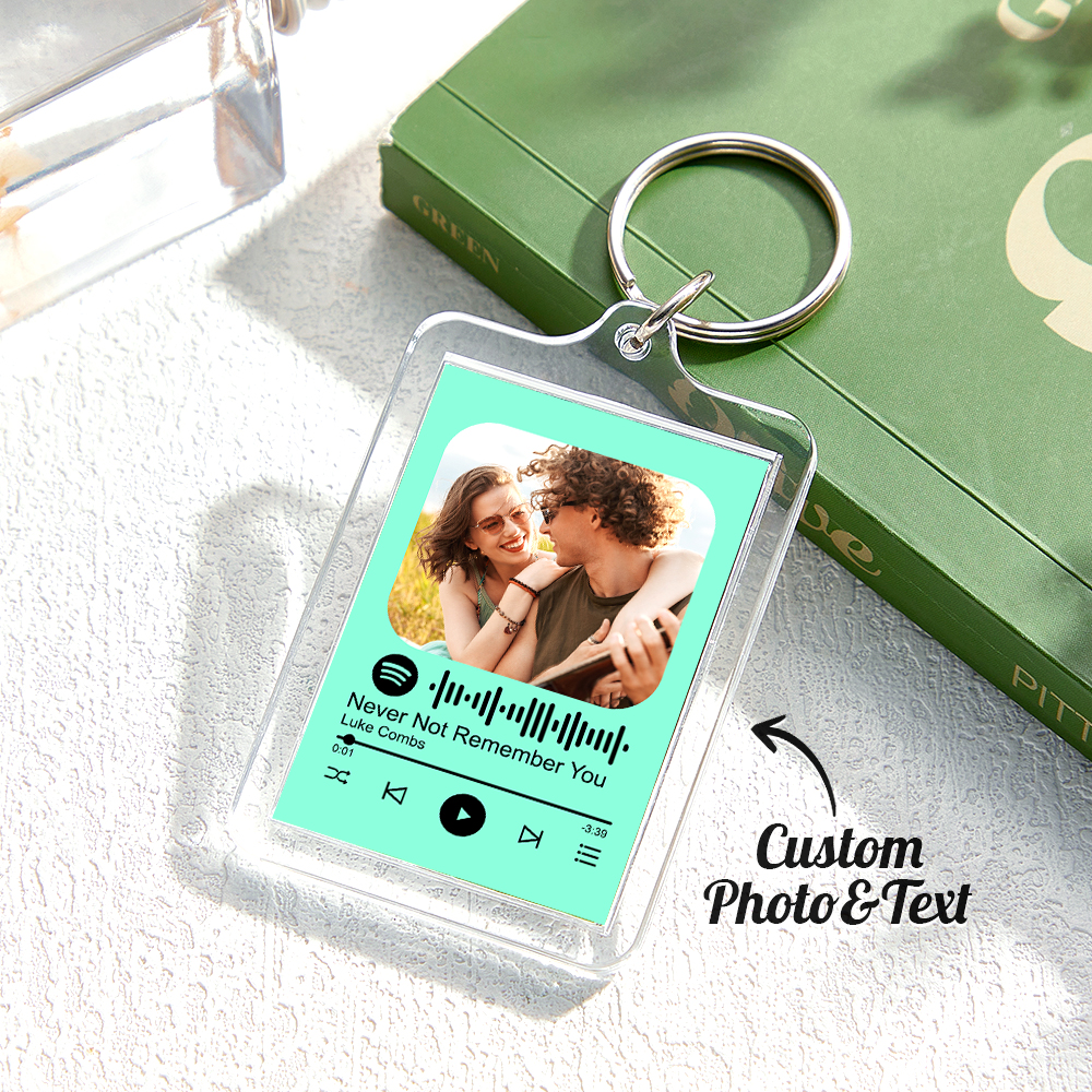 Custom Spotify Code Keychain Colorful Keychain Photo Keychain Acrylic with Pouch - soufeeluk
