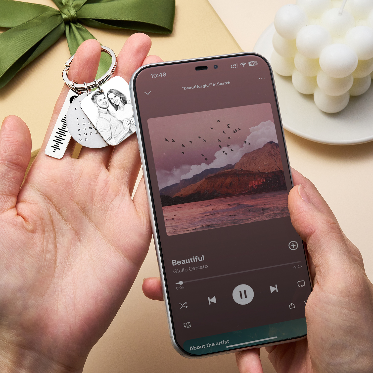 Custom NFC Photo Calendar Spotify Keychain Custom Song Keychain Gift for Lover - soufeeluk