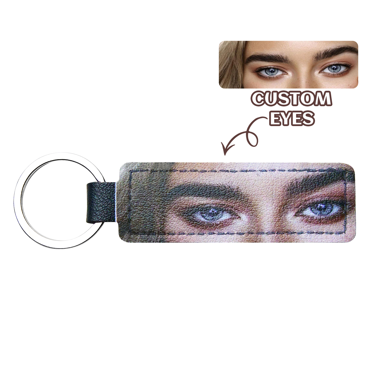 Colored Eyes Keychain Custom Keychain Leather keychain Can Engraved - soufeeluk