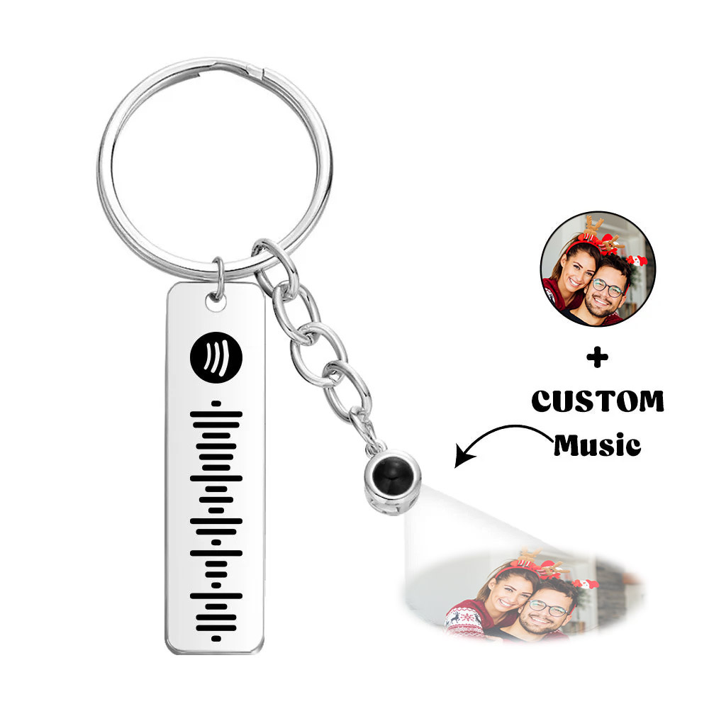 Custom Projection Spotify Code Keychain Metal Keychain Funny Keychain Christmas Gift for Her - soufeeluk