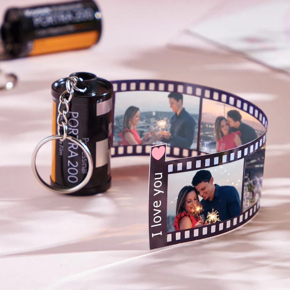 Custom Text For The Film Roll Keychain Personalised Picture Keychain with Reel Album Customized Anniversary Gifts