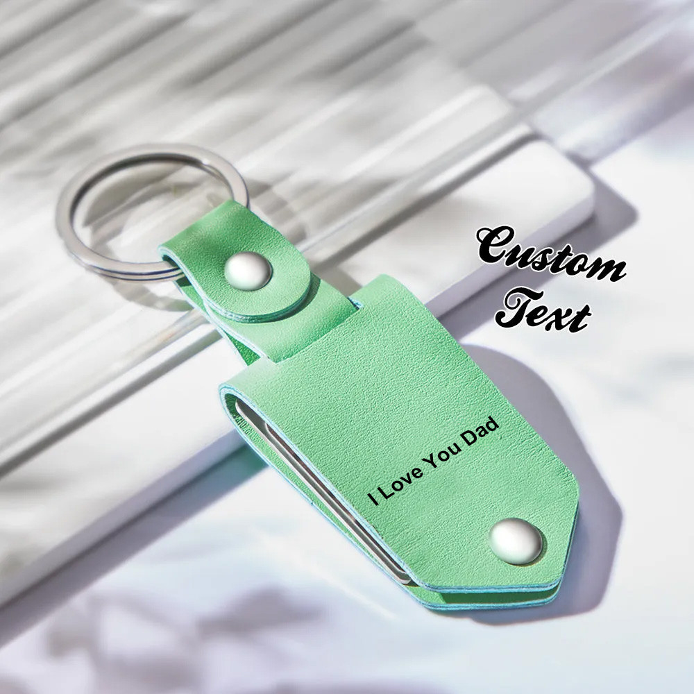 Personalized Leather Photo Drive Safe Keychain Custom Engraved Text Commemorative Keychain Gifts For Father - soufeeluk
