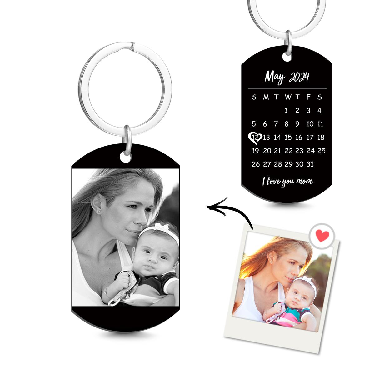 Custom Keychain Photo Calendar Keychain Tag Keychain Gift for Mother - soufeeluk