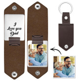 Custom Photo Keychain Engraved Keychains Leather Gifts For Father