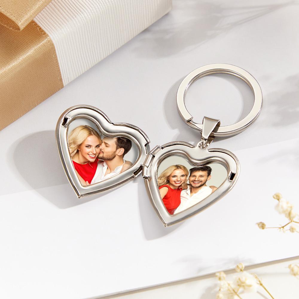 Personalised Keychain Heart Locket Photo Keychain Memorial  Anniversary Gift for Her - soufeeluk