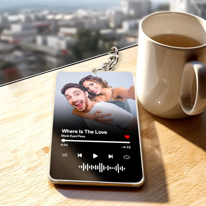 Scannable Spotify Code Keychain Custom Music Acrylic Photo Keychain Anniversary Day Gift For Couple - soufeeluk
