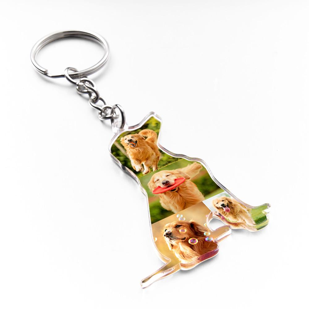 Custom Dog Collage Photo Keychain Animal Photo Key Chain Accessories Custom Gift for Dog Lover - soufeeluk