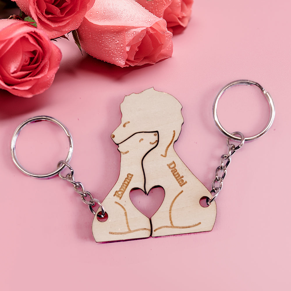 Personalised Couple Matching Keychain Custom Matching Lion Keychain Valentine's Day Gifts for Lover - soufeeluk