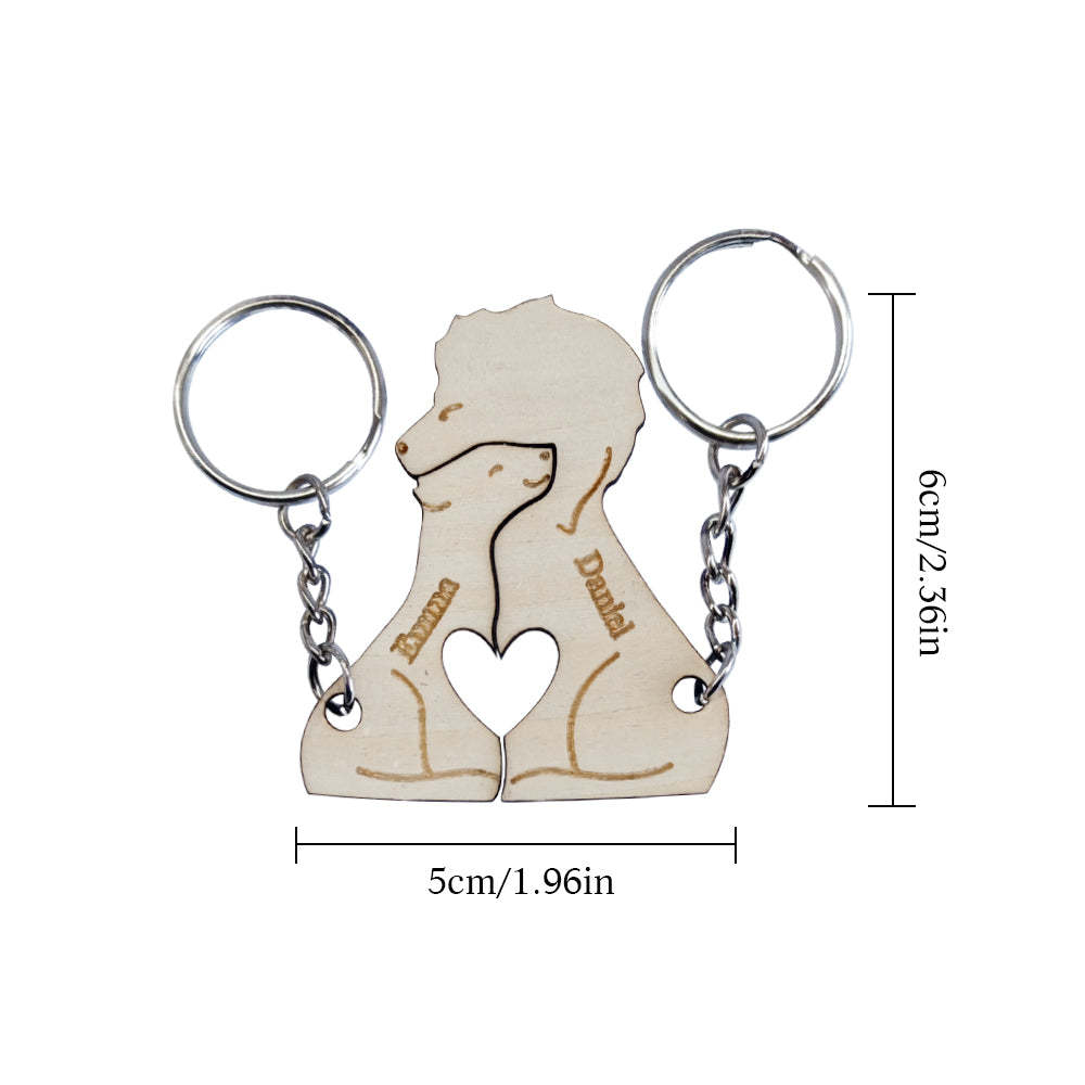 Personalised Couple Matching Keychain Custom Matching Lion Keychain Valentine's Day Gifts for Lover - soufeeluk