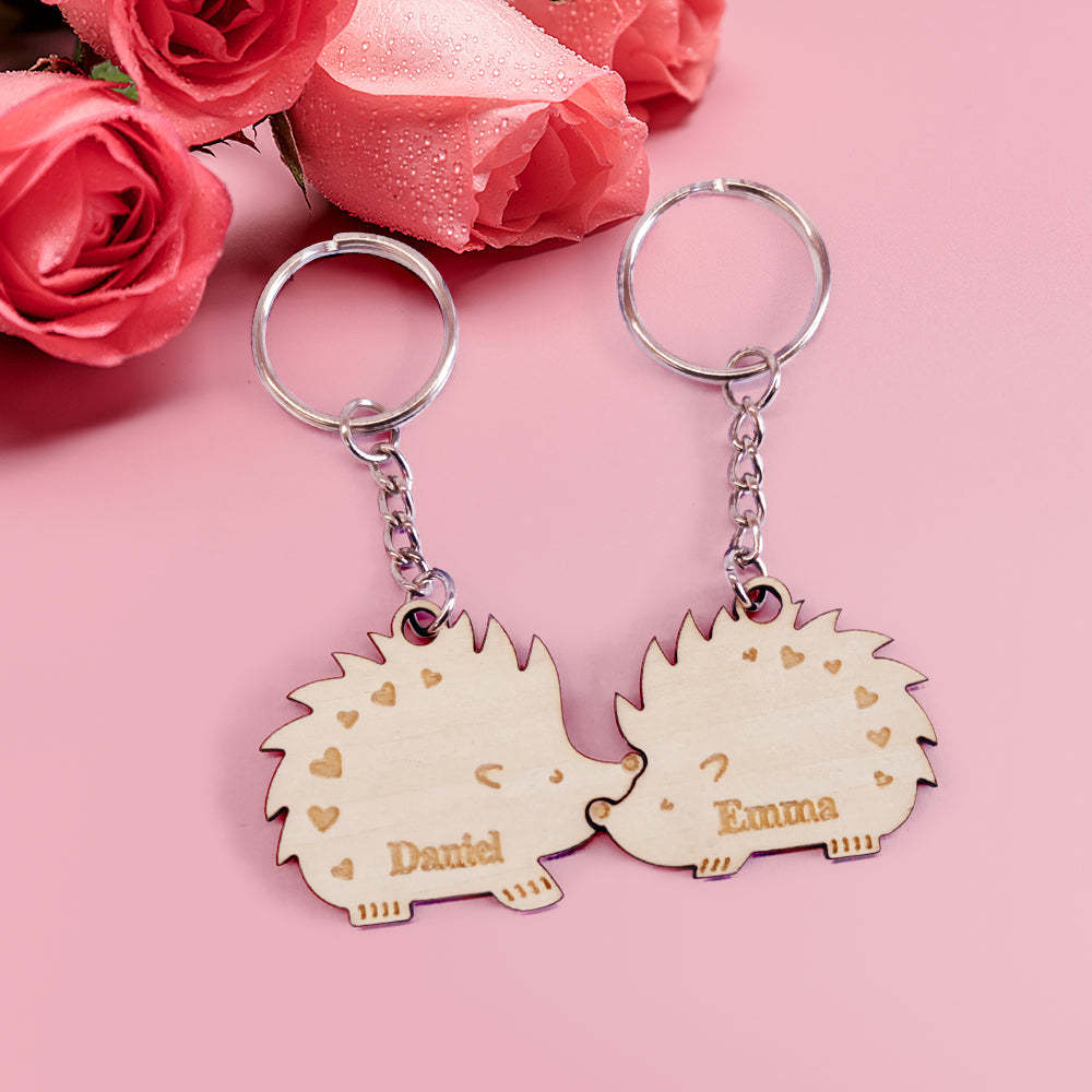 Personalised Couple Matching Keychain Custom Matching Hedgehogs Keychain Valentine's Day Gifts for Lover - soufeeluk