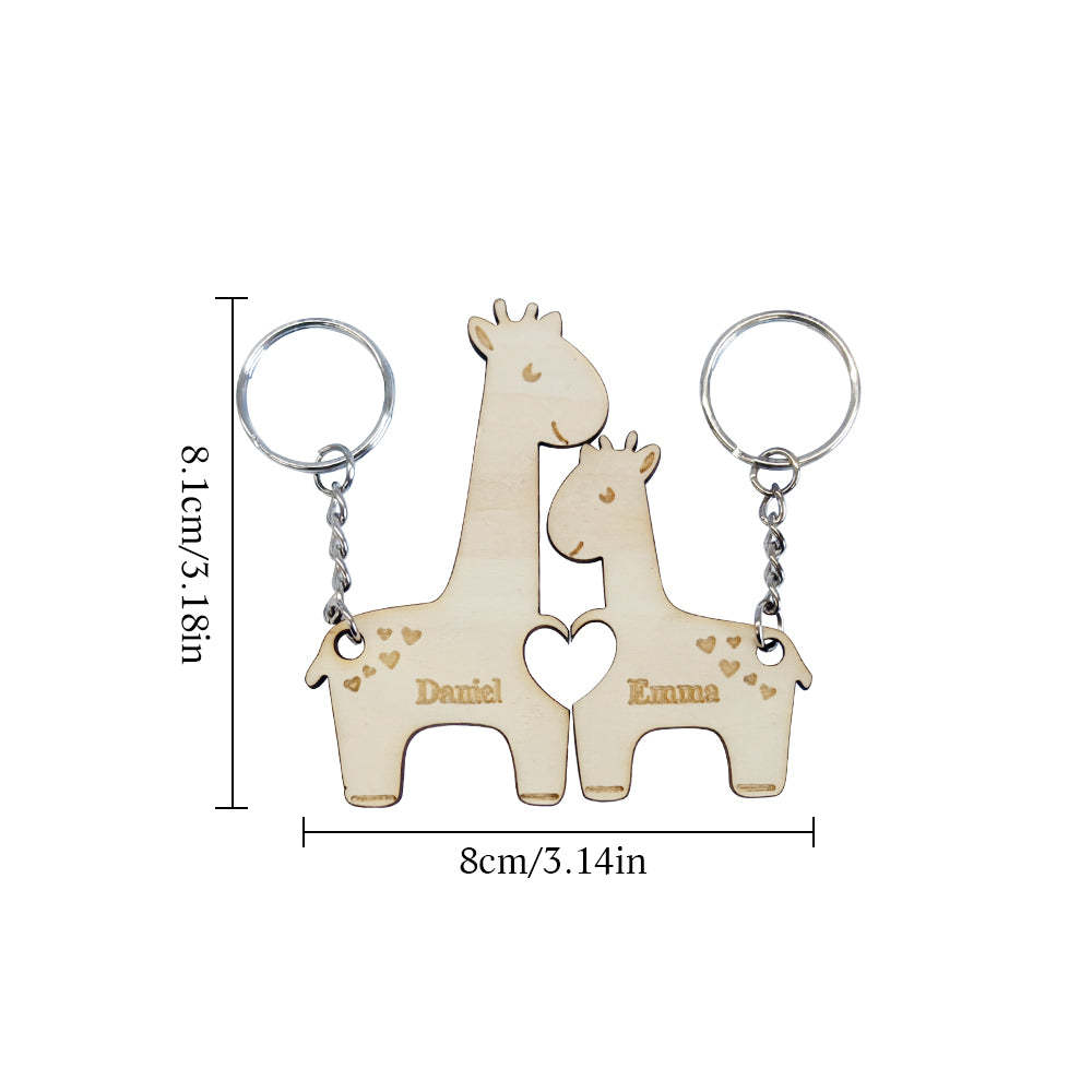 Personalised Couple Matching Keychain Custom Matching Giraffes Keychain Valentine's Day Gifts for Lover - soufeeluk