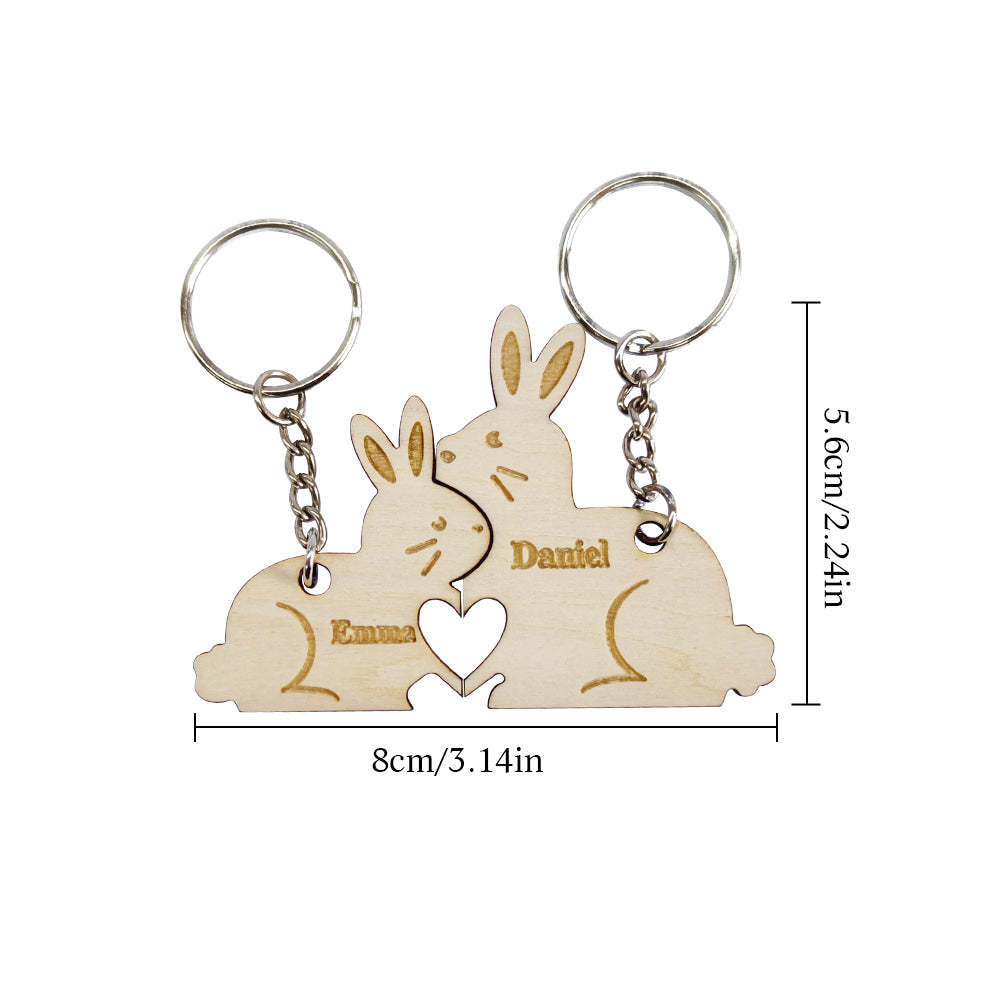 Personalised Couple Matching Keychain Custom Matching Bunnies Keychain Valentine's Day Gifts for Lover - soufeeluk