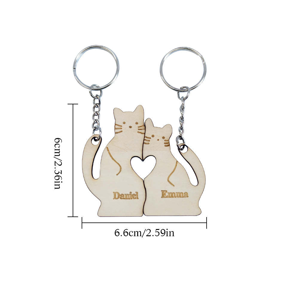 Personalised Couple Matching Keychain Custom Matching Cats Keychain Valentine's Day Gifts for Lover - soufeeluk