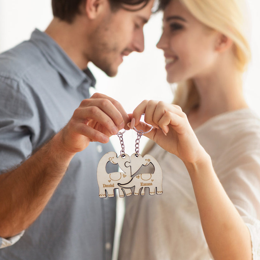 Personalised Couple Matching Keychain Custom Matching Dinosaurs Keychain Valentine's Day Gifts for Lover - soufeeluk