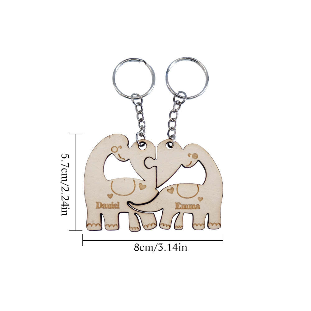 Personalised Couple Matching Keychain Custom Matching Dinosaurs Keychain Valentine's Day Gifts for Lover - soufeeluk