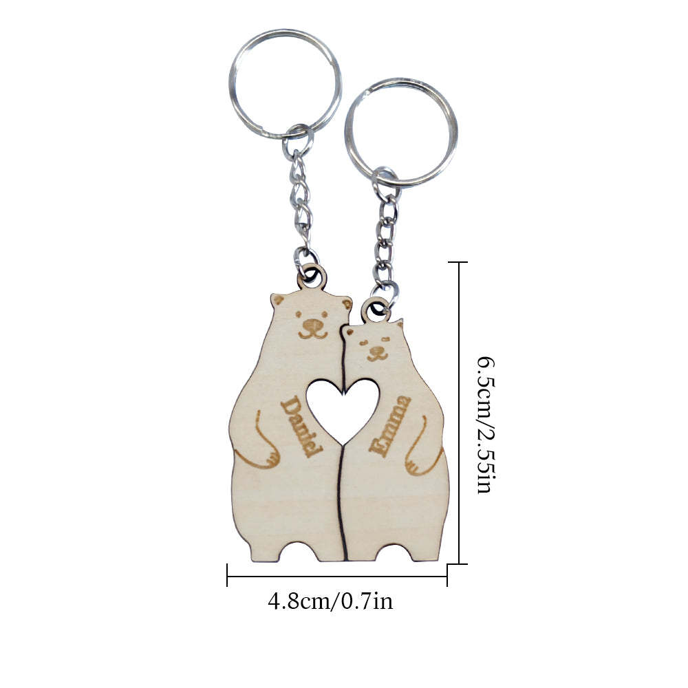 Personalised Couple Matching Keychain Custom Matching Bears Keychain Valentine's Day Gifts for Lover - soufeeluk